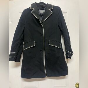 Ann Taylor Black Trench Coat with White Piping